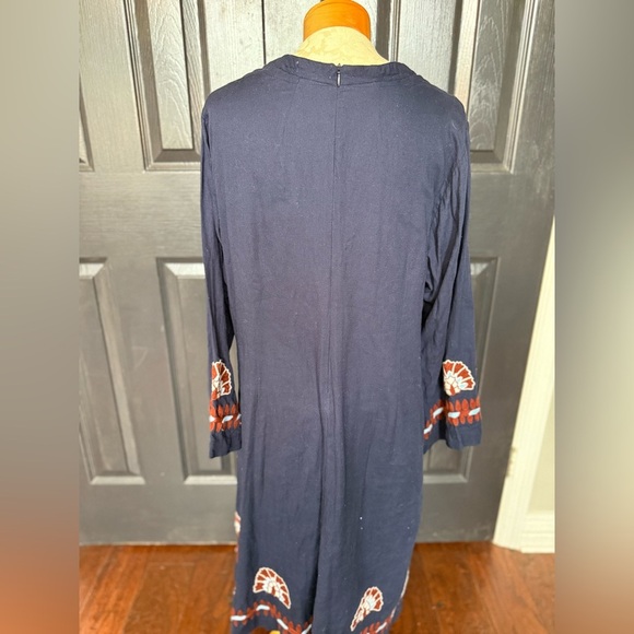 Roberta Roller Rabbit Navy and Red Embroidered Cotton Midi Dress - XL / L - Picture 13 of 14